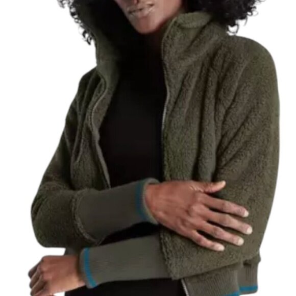 Athleta Tugga Sherpa Jacket, Mountain Olive, Small - Picture 1 of 11